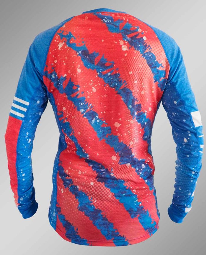 termoprádlo funkčné tričko merino pánske dlhý rukáv outdoor bakchus winter red blue